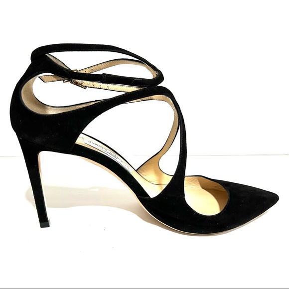 247 Jimmy Choo Lancer Strappy Pump Stiletto Black Suede Pump Shoe 41.5 11.5 12.5 - Picture 6 of 15